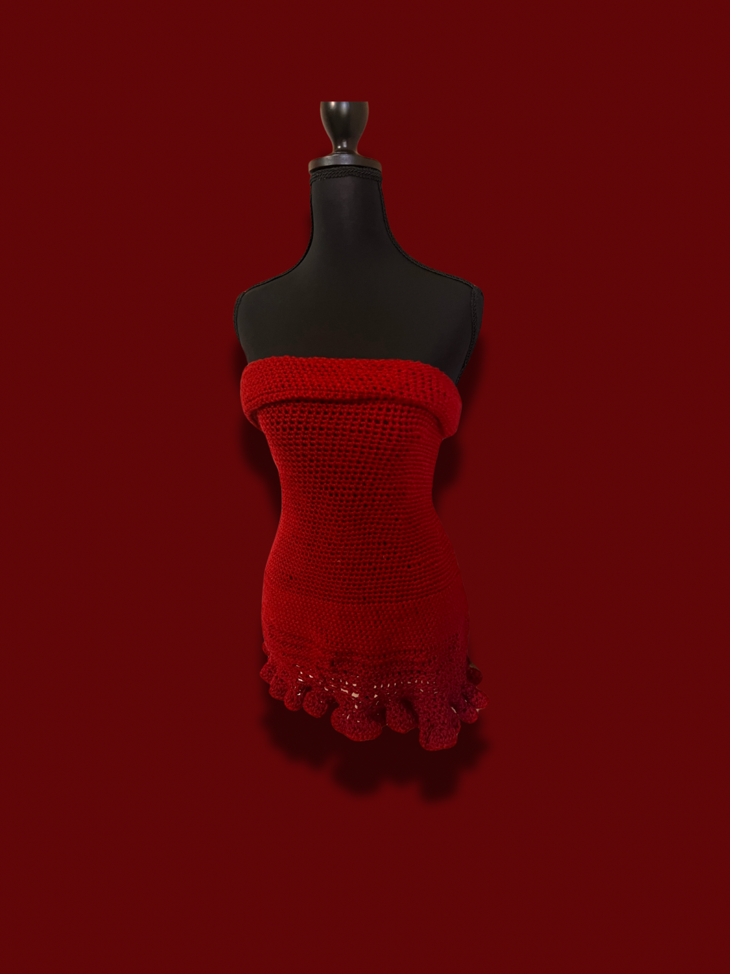 Burgundy Crochet Ruffle Dress